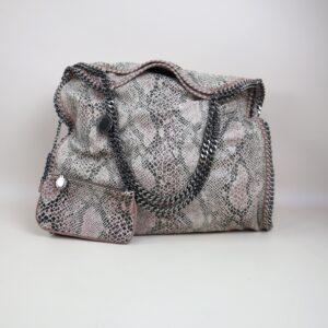 Stella Mccartney Grey Python Large Falabella Bag with Pouch