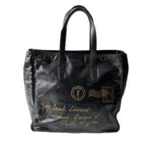 YSL Black Textured Y-Mail Tote Bag