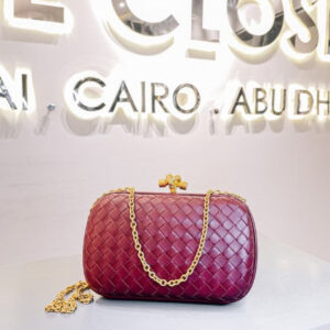 Bottega Veneta Red Chain Knot Clutch