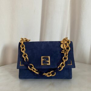 Fendi Blue Velvet Flap Bag