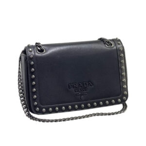 Prada Black Flap Studded Bag