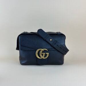 Gucci Black Pebbled Marmont Shoulder Bag
