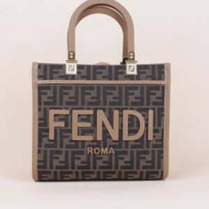 Fendi Brown FF Sunshine Small Tote Bag with Strap