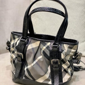 Burberry Bicolor Beat Check Nylon Lowry Tote Bag