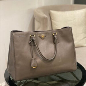Prada Grey Brown Lux Gardeners Large Tote Bag