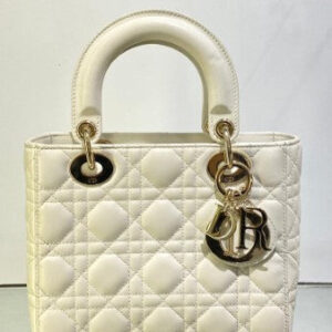 Christian Dior White Lady Dior Small Bag