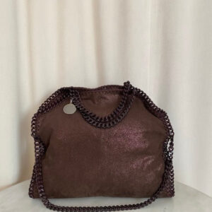 Stella Mccartney Burgundy Shiny Falabella Bag with Burgundy Chain
