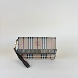 Burberry Metallic Adoline Haymarket Fold Over Clutch