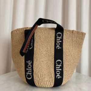 Chloe Bicolor Woody Basket Large Shoulder Bag