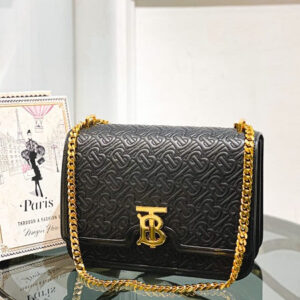 Burberry Black TB Embossed Monogram Medium Bag