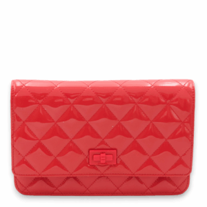 Quilted Reissue Pink Wallet On Chain in Patent Leather, Palladium hardware