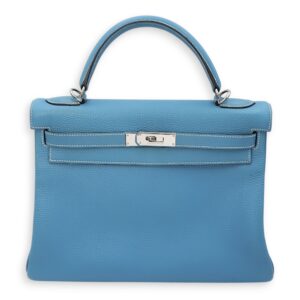 Kelly 32 Blue Jean in Togo, Palladium hardware