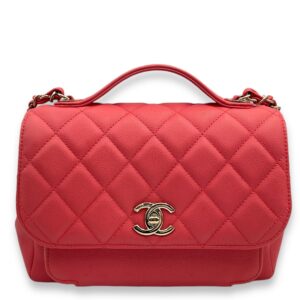 Business Affinity Flap Medium Coral Crossbody Bag in Caviar Leather, Gold hardware