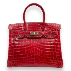 Birkin 30 Rouge in Shiny Niloticus, Palladium hardware