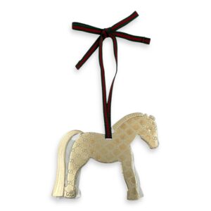 GG Horse X'mas Ornament Multi-colour Charm in Steel, Canvas Strap, Gold hardware