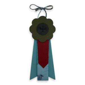 Petit H Round Rosette Rouge H/Blue/Vert Bag Accessory in Clemence/Silk