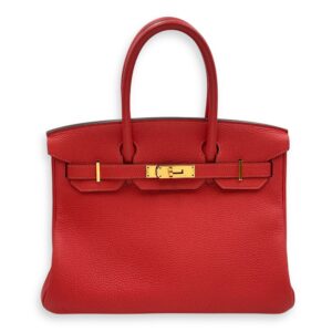 Birkin 30 Rouge Pivoine in Togo, Gold hardware
