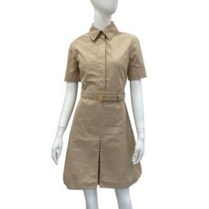 Monogram IT38/UK6/US4 Beige Short Sleeve Dress in Cotton, Gold hardware