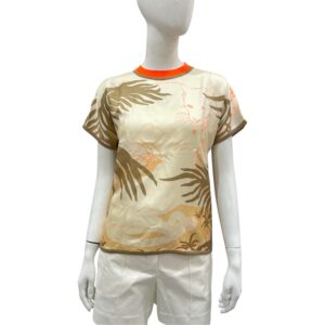 Jungle Love 34 Beige Camel Short Sleeve Twillaine Sweater