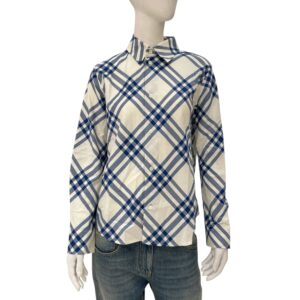 Burberry Checked White/Blue Flannel Shirt in Cotton