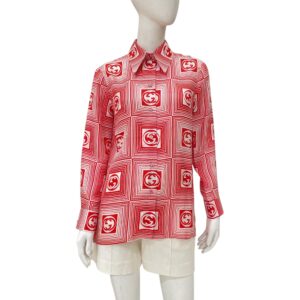 GG Logo 42 Red/White Long-sleeved Shirt in Silk