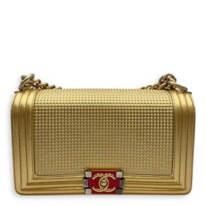Cube Le Boy Medium Metallic Gold Shoulder Bag , Brushed Gold hardware