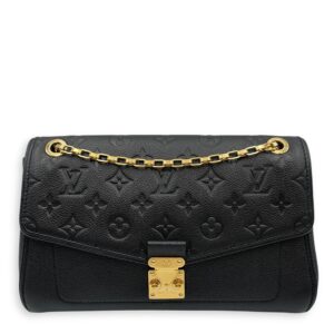 Saint Germain Black Shoulder Bag in Empriente Leather, Gold hardware