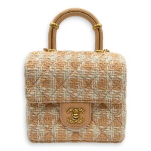 Quilted Tweed Crush Mini Multi-Color Flap Bag , Gold hardware