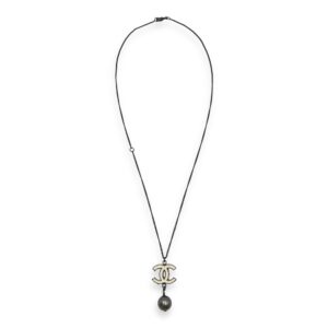 CC Pearl Charm White Pendant , Gunmetal hardware