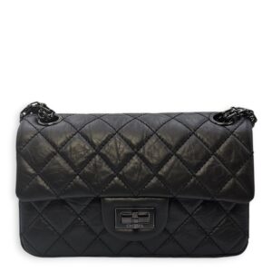 So Black Reissue Flap Mini Black Shoulder Bag in Distressed Leather, So Black hardware