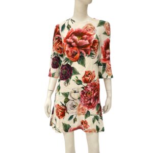 Floral Print Crepe Mini Dress 38 Multi-colour Ready-To-Wear in Viscose, Silver hardware