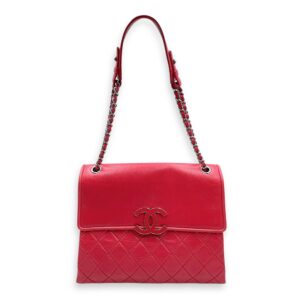CC Quilted Square Pink Flap Bag , Silver hardware