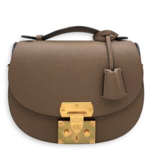 Flori PM Taupe Shoulder Bag in Calfskin, Gold hardware