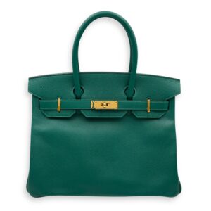 Birkin 30 Malachite in Epsom, Gold hardware
