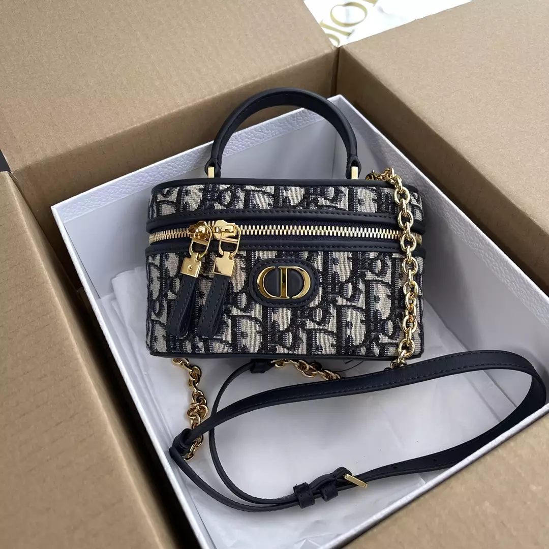 30 Montaigne Mini Vanity Case Blue Dior Oblique - Repbags.ru - Image 3