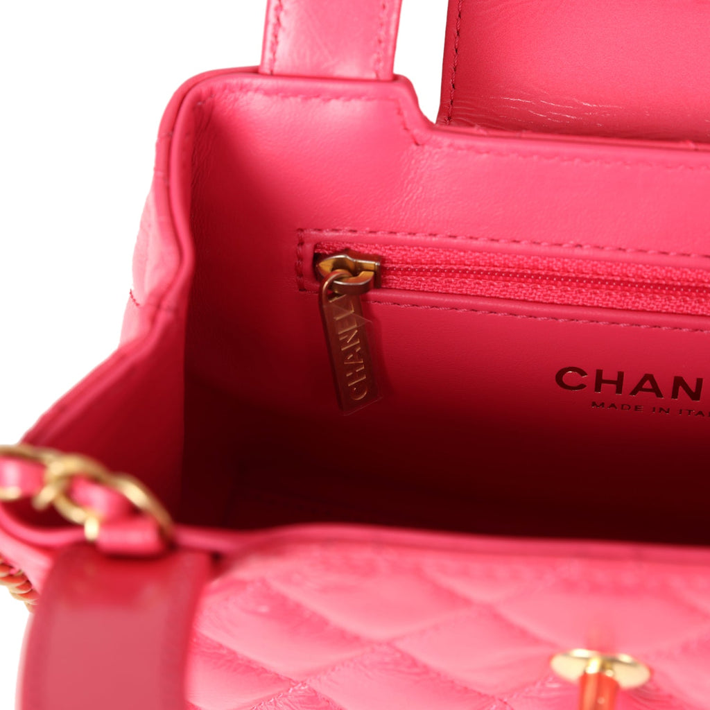 Chanel Small Kelly Shopper Dark Pink Shiny Aged Calfskin Brushed Gold Hardware - Image 11