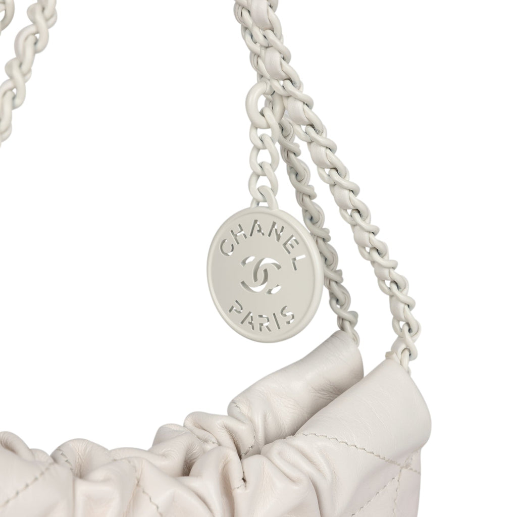 Chanel Mini 22 Bag Pink and White Ombre Calfskin Lacquered Metal Hardware - Image 7