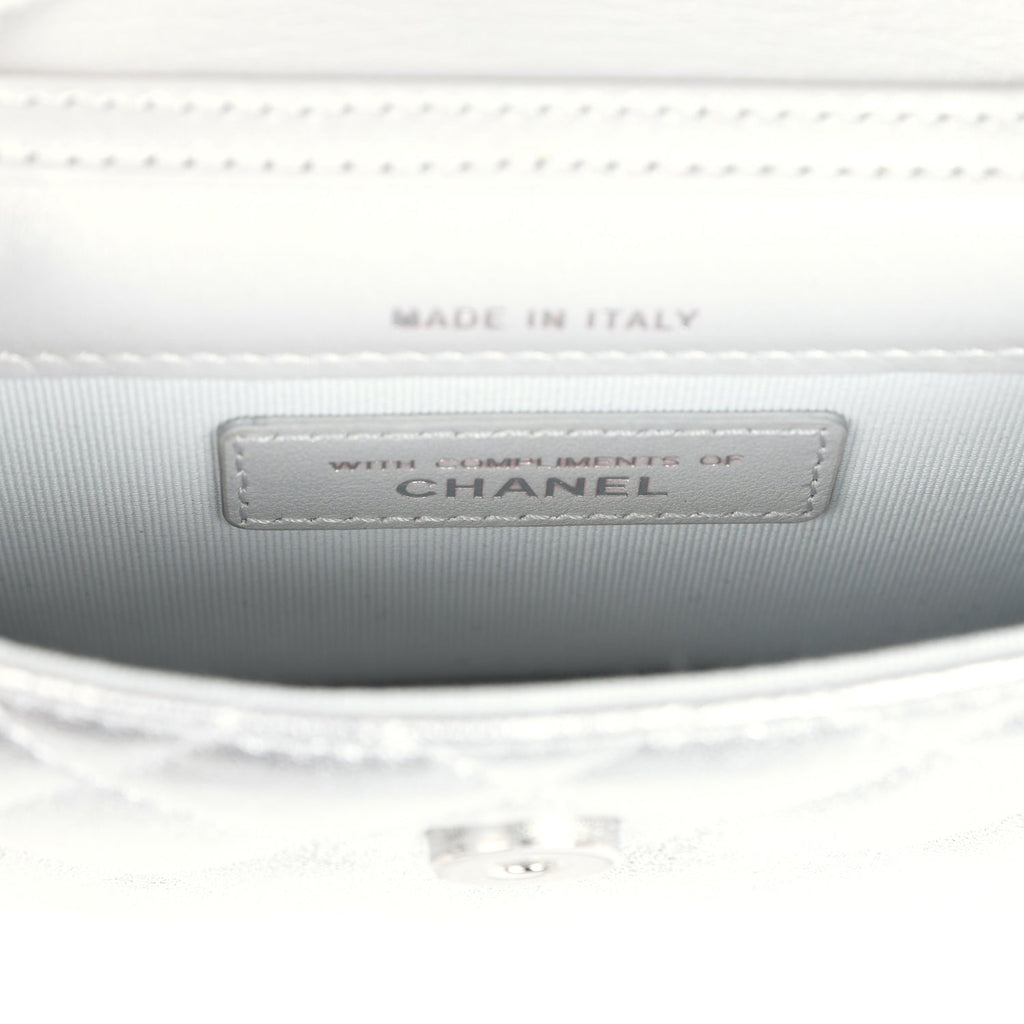 Chanel Crystal CC Walk Of Fame Clutch on Chain Silver Metallic Goatskin Silver Hardware - Image 12