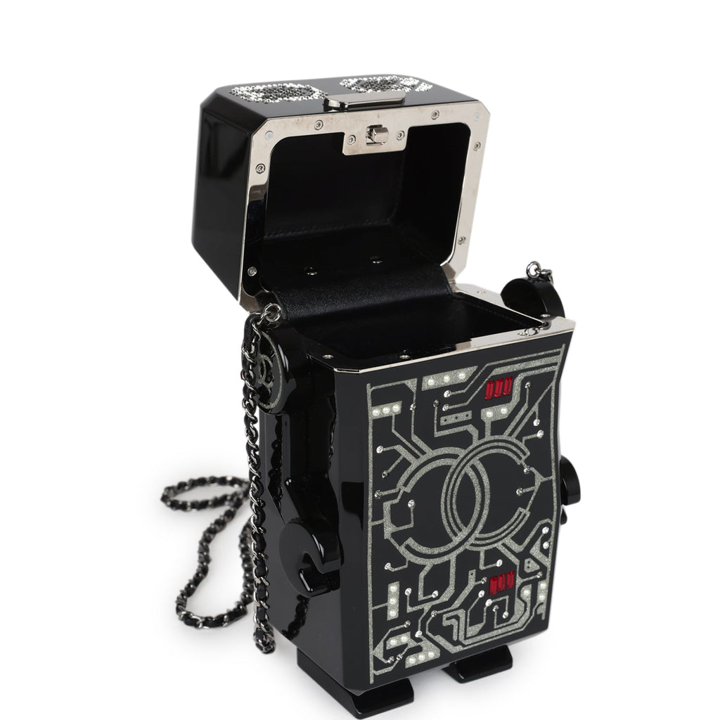 Pre-owned Chanel Limited Edition Robot Minaudière Bag Black Plexiglass and Crystals Ruthenium Hardware - Image 9
