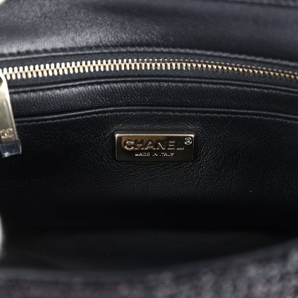 Chanel Mini Summer Nights Flap Bag Black Woven Patent Leather Light Gold Hardware - Image 10