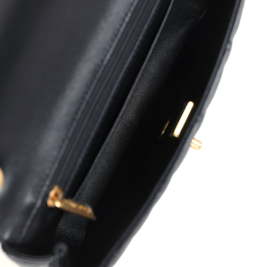Chanel Mini Pearly Chain Flap Bag Black Lambskin Brushed Gold Hardware - Image 11