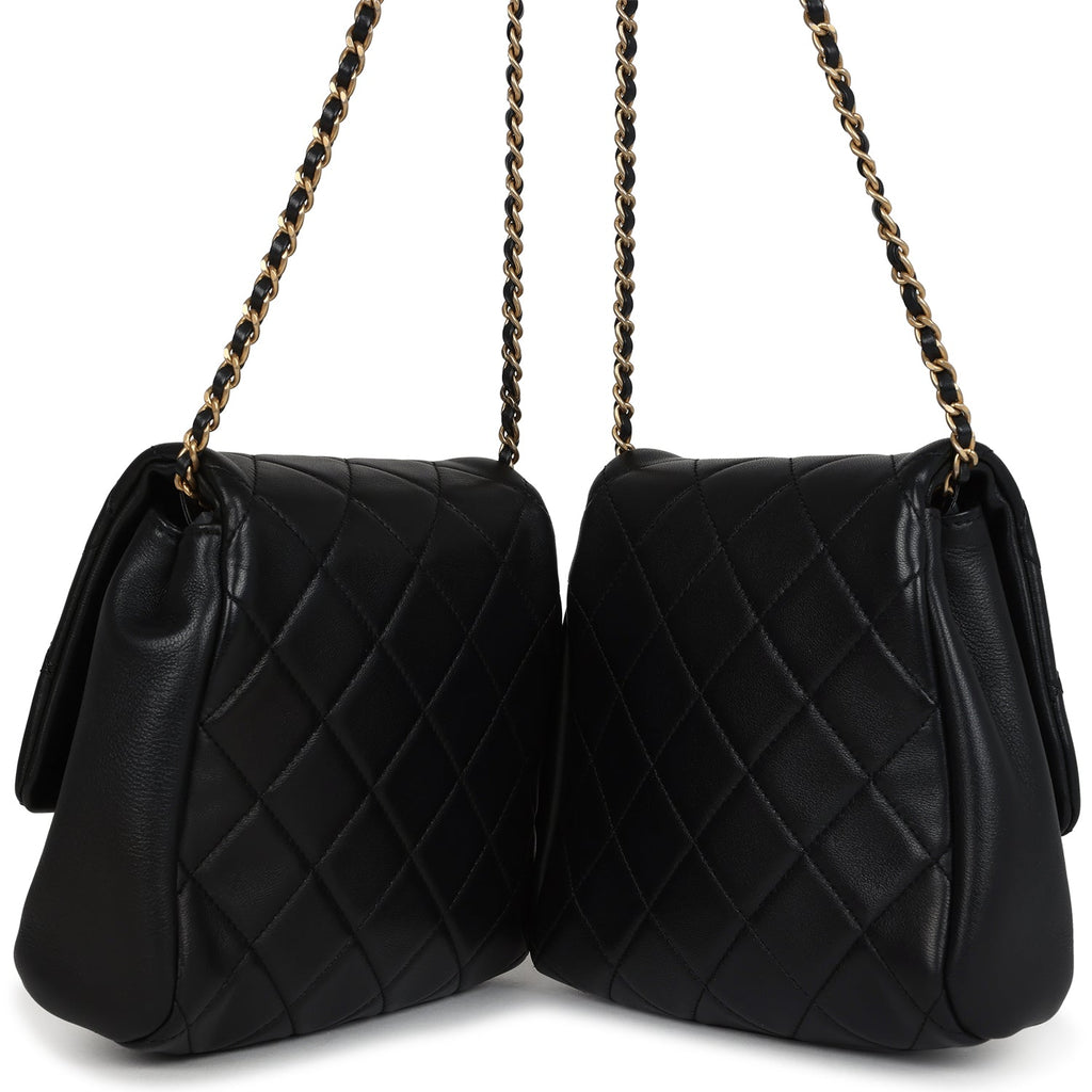 Pre-owned Chanel Twins Side Pack Black Lambskin Faux Pearls & Brushed Gold Hardware - Image 7