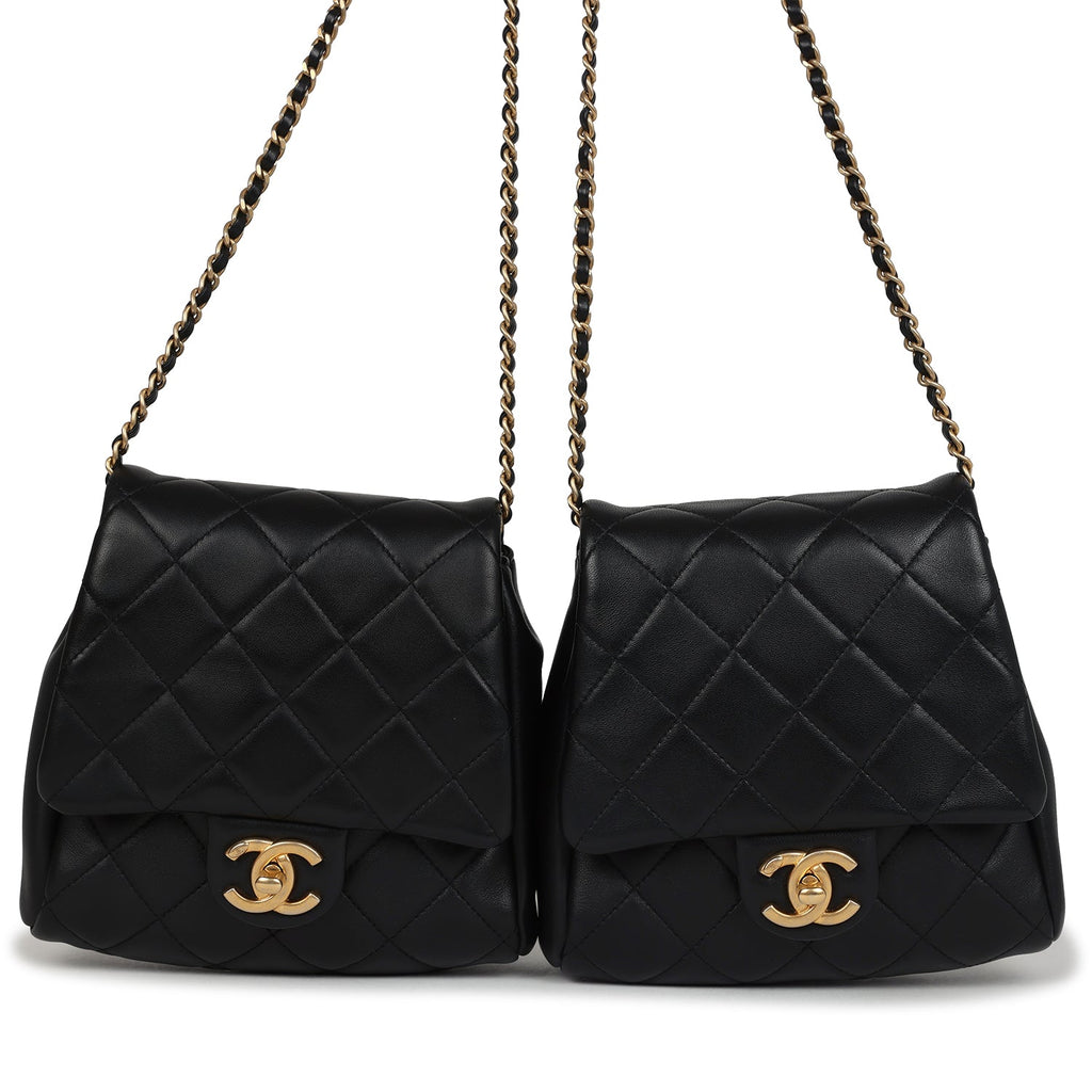 Pre-owned Chanel Twins Side Pack Black Lambskin Faux Pearls & Brushed Gold Hardware - Image 8