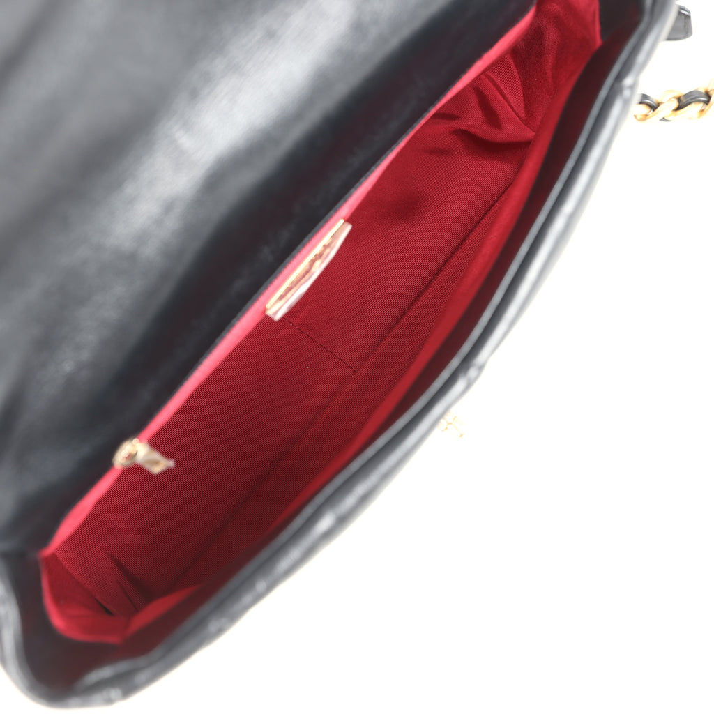 Pre-owned Chanel Large 19 Flap Bag Black Shiny Lambskin Mixed Metal Hardware - Image 9