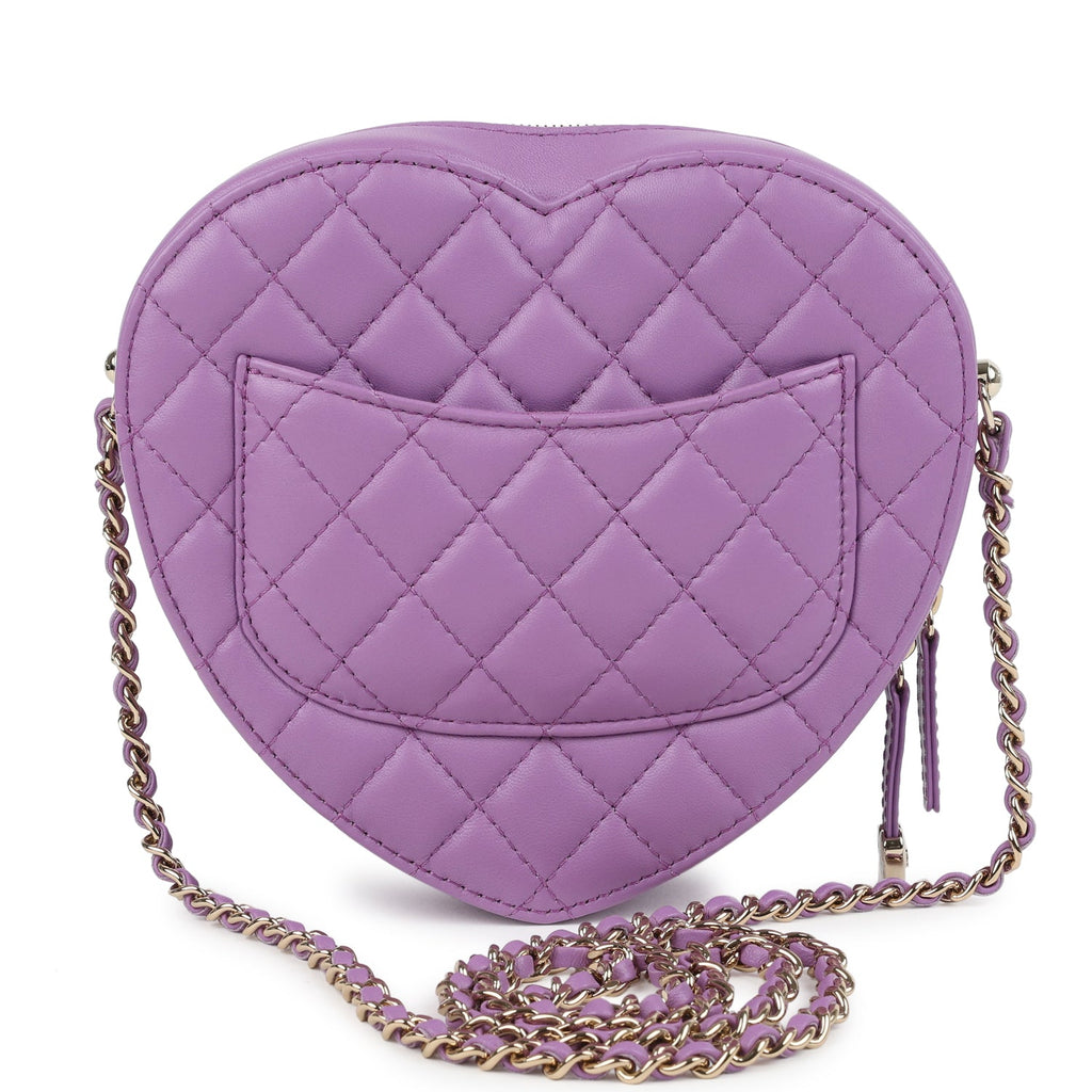 Chanel CC In Love Large Heart Bag with Chain Purple Lambskin Light Gold Hardware - Image 5