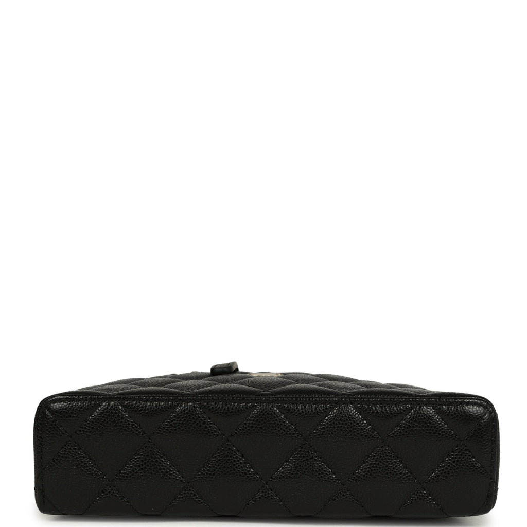 Chanel Top Handle Long Vanity Case with Chain Black Shiny Caviar Light Gold Hardware - Image 7