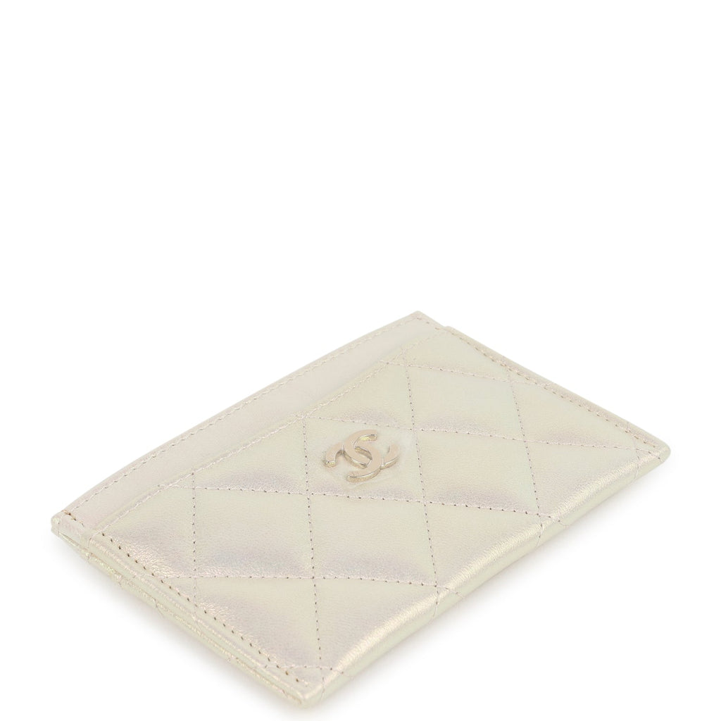 Chanel Classic Card Holder Wallet Iridescent Ivory Lambskin Light Gold Hardware - Image 4