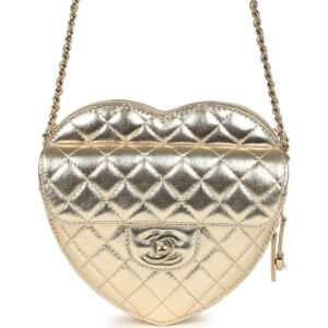 Chanel CC In Love Large Heart Bag with Chain Gold Metallic Lambskin Light Gold Hardware