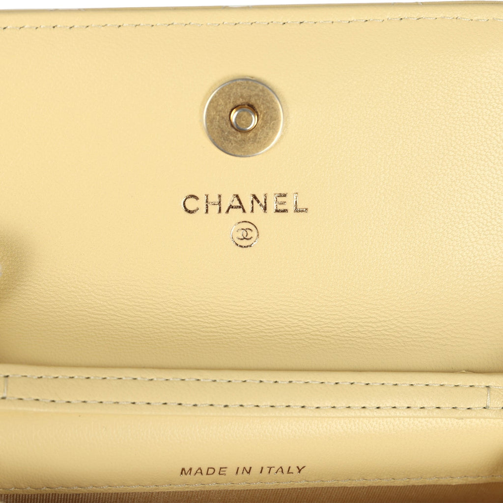 Chanel Mini Pearl Crush Belt Bag Light Yellow Lambskin Aged Gold Hardware - Image 10