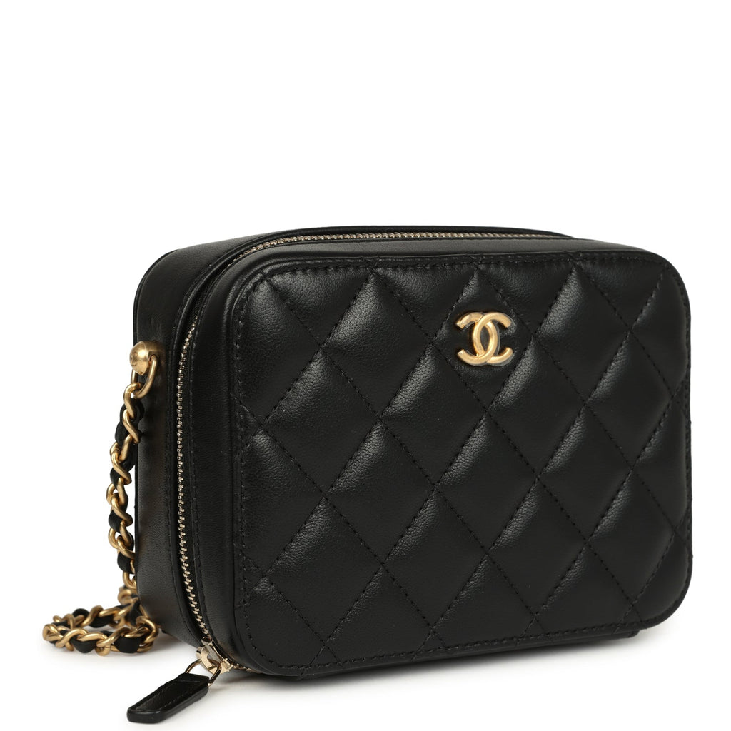 Chanel Mini Pearl Crush Clutch Bag with Chain Black Lambskin Antique Gold Hardware - Image 3